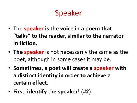 what does speaker mean in poetry